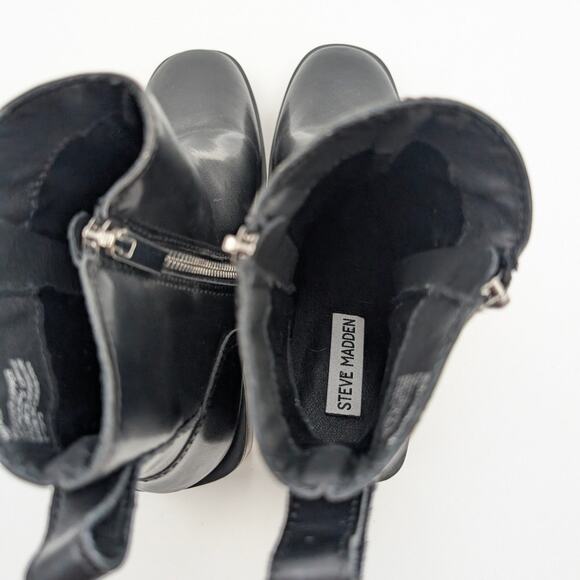Steve Madden Ruthy Ankle Boots Side Zip Women's Leather Black Size US8M EU39 - Picture 5 of 11